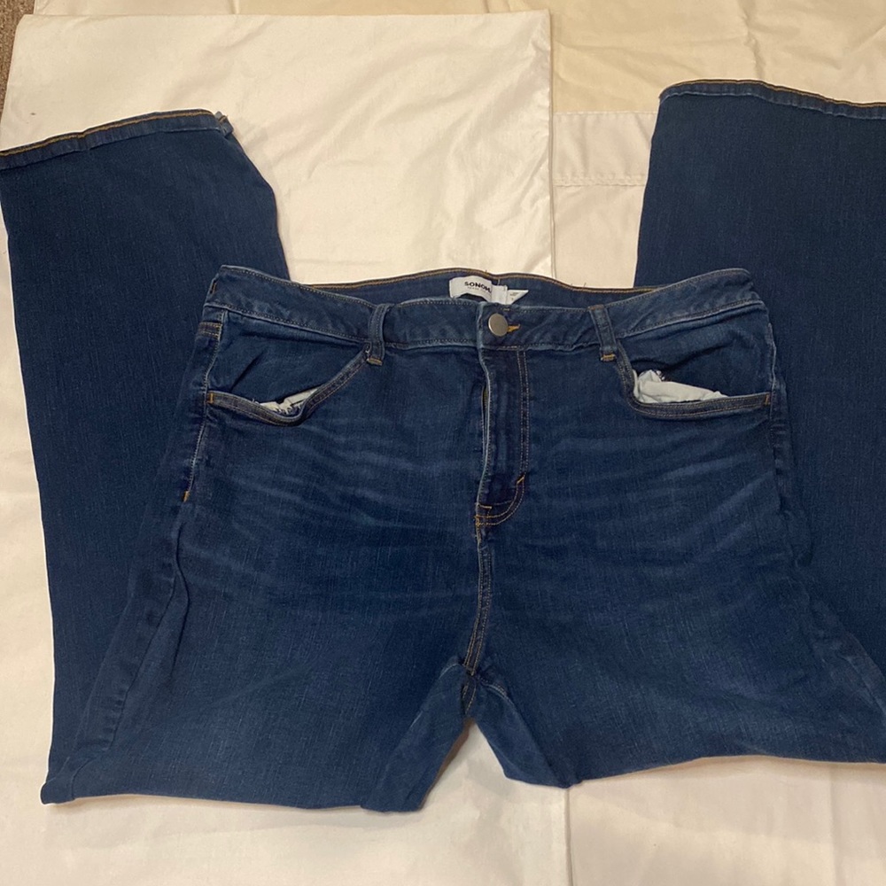 Dark Blue Straight Leg Jeans